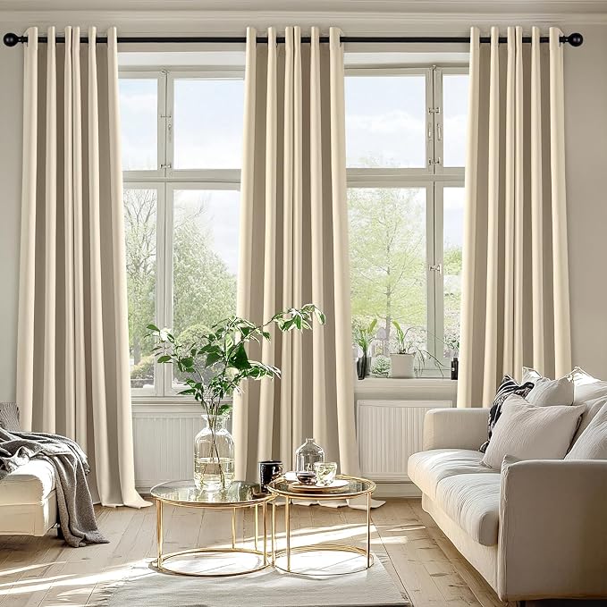 MIULEE Blackout Curtains for Bedroom 2 Panels 40 x 96 Inch Long Cream Beige | - Image 6