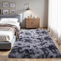 KICHOWUA 4x6 Thick Dark Grey Fluffy Shag Plush Washable Rug by KICHOWUA