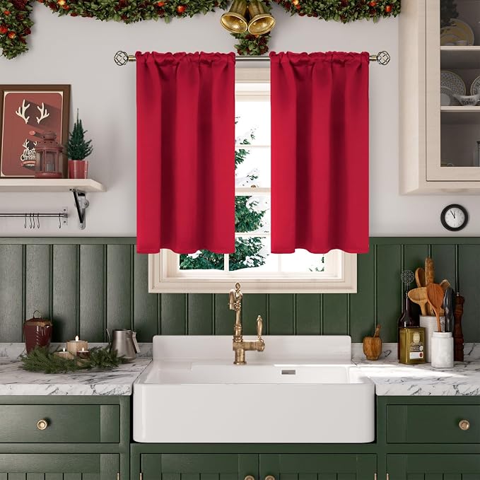 BGment Red Blackout Curtains 45 Inches Length - Image 2
