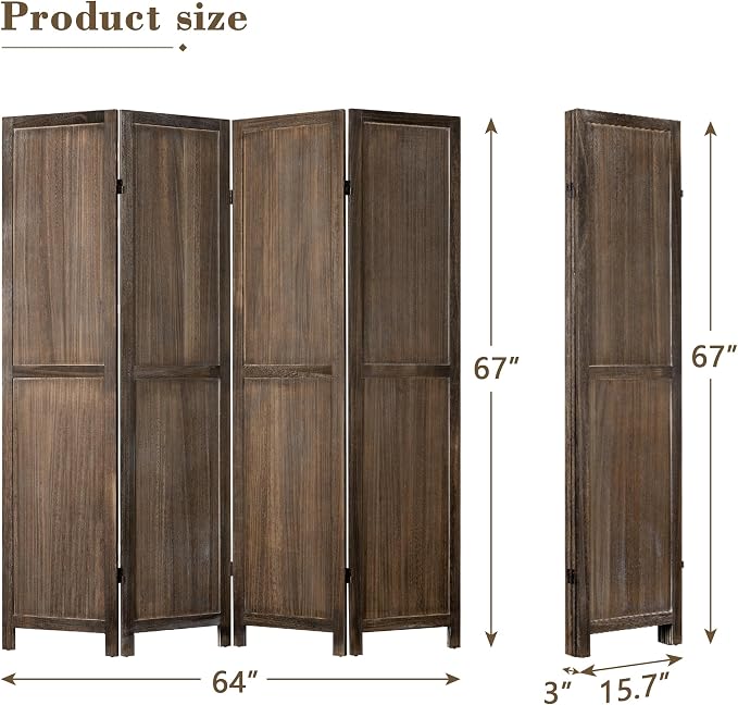 WelFurGeer 4 Panel Room Divider Screen - Image 6