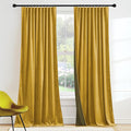 RYB HOME Mustard Yellow Velvet Curtains 72 inches by RYBHOME