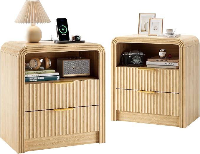 Decofy Fluted Nightstand Set of 2 by Decofy