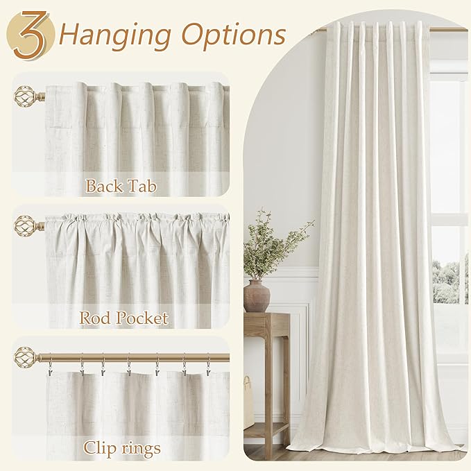 Extra Long 100% Blackout Linen Curtains - Image 6