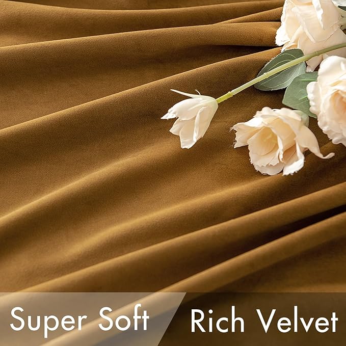 MIULEE Gold Velvet Curtains 52x96 inches Luxury Blackout Curtains | Thermal - Image 4