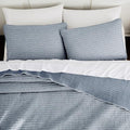 Chambray Pick Stitch Oversized King Size Quilt Set, California King Striped by WDCOZY