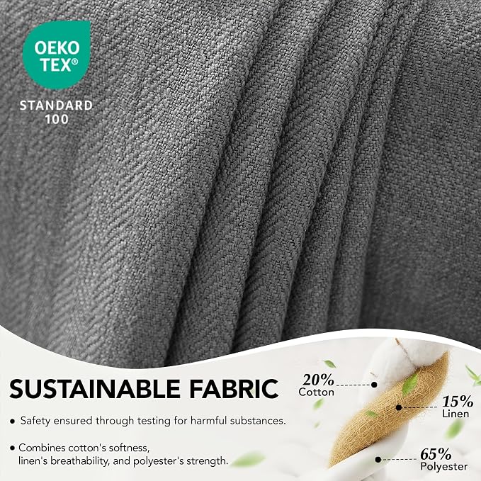 Deconovo Sheer Curtains, Light Filtering Linen Blend Drapes - Image 2