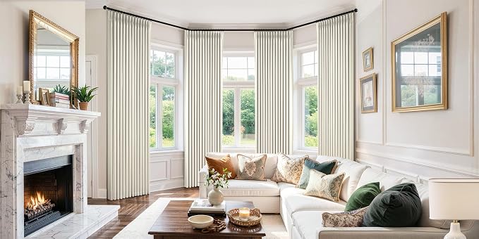 MIULEE Pinch Pleated 100% Blackout Curtain 40"x102" Beige White 4 Panel Set | - Image 2