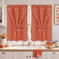Yinhua Terracotta Kitchen Curtains 36 Inch Length Double Layer Curtain by yinhua