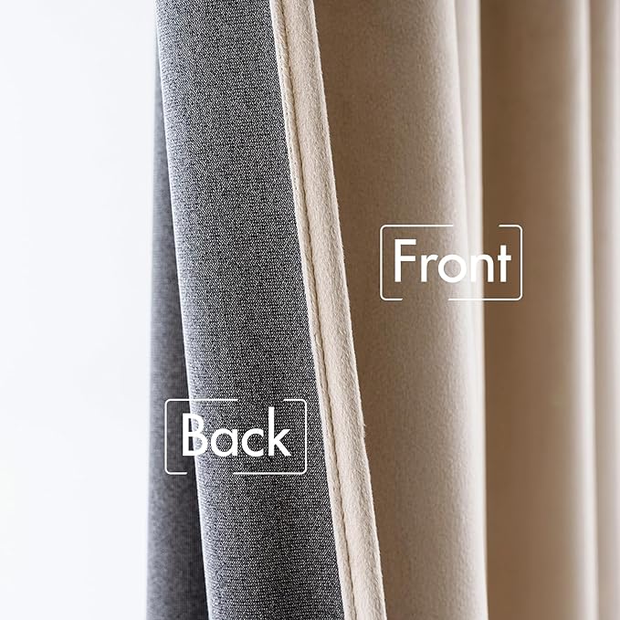 MIULEE Velvet Curtains 52x63 inches 2 Panels Camel Beige Blackout Curtains | - Image 6