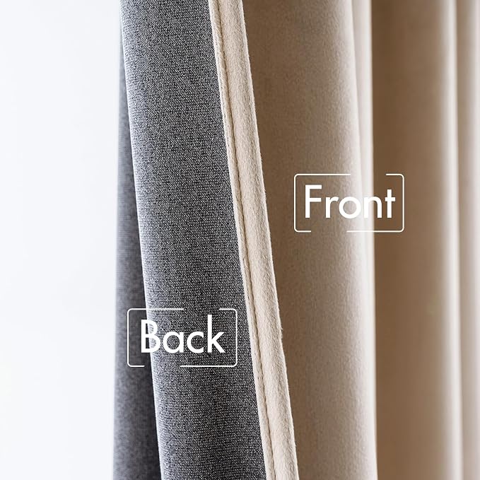 MIULEE Velvet Curtains 52x108 inches 2 Panels Camel Beige Blackout Curtains | - Image 6