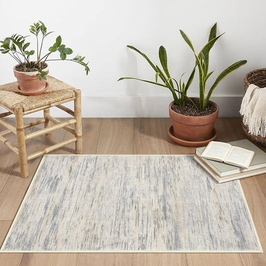 2x3 Modern Abstract Rug for Entryway, Gray Beige Neutral Multi Super Soft Small Washable Area Rug, Non-Slip Kitchen Rugs, Low-Pile Mat for Bedside, Indoor Door Mat