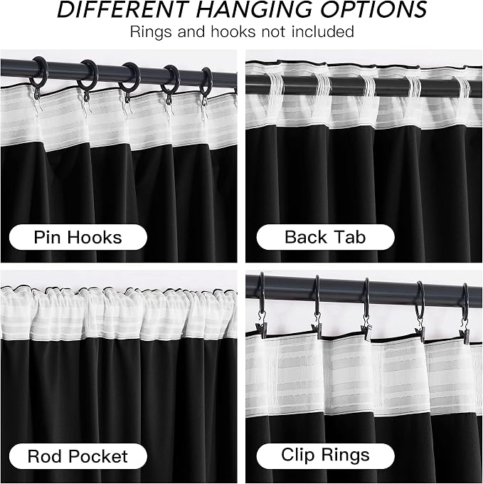 RYB HOME Velvet Curtains 108 inches Long, Extra Long High Ceiling Curtains | - Image 4