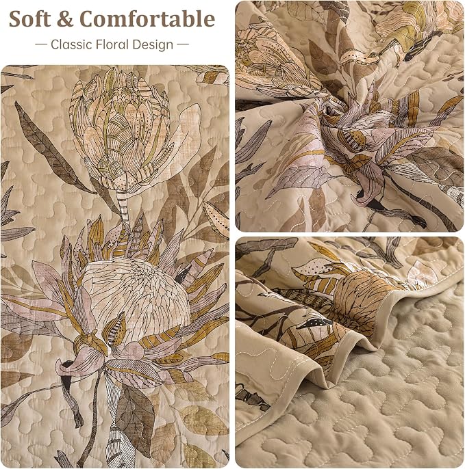 Dintszyayue Fall Quilt Queen Size Brown, Soft Microfiber Lightweight Farmhouse - Image 5
