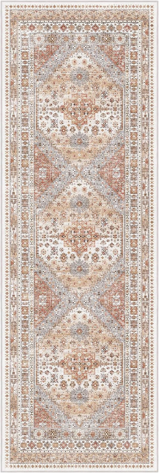 zesthome Washable Runner Rug 2.5x8 - Stain Resistant Entryway Rugs, Ultra-Thin Kitchen Rug, Anti Slip Backing Runner Rugs for Entrance Laundry Room Indoor Hallway (Orange,2.5'x8')