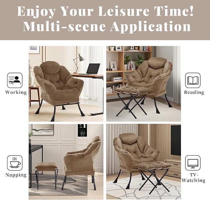 Lazy Chair with Ottoman, Comfy Reading Chair, Lounge Chair - Image 9