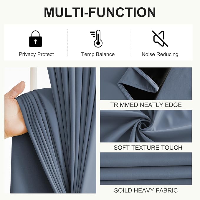 NICETOWN Stone Blue Curtains 52 x 90 inches Long - Image 5