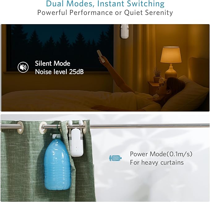 Tripvyantic Automatic Curtain Opener Smart Electric: Remote Control Motorized Curtain Robot for Bedroom Living Room Window - No WiFi Needed - 20KG Load/ 6-Month Battery for Home/Office/Nursery