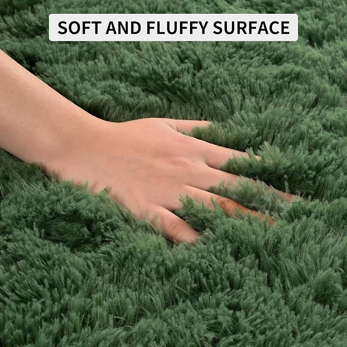 Fluffy Dark Green Rugs for Living Room Bedroom, 4x6 Soft Area Rug Forest Hunter - Image 7