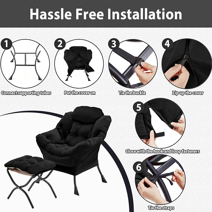 Youtanic Lazy Chair with Folding Ottoman, Accent Chair Velvet Upholstered with - Image 7