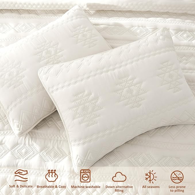 WDCOZY Boho Ivory Twin Quilt Size Bedding Sets - Image 4