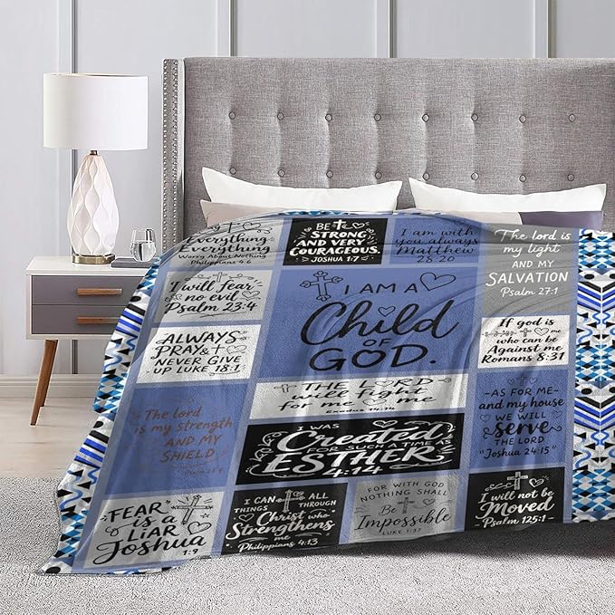 Christian Throw Blanket for Couch, Inspirational Gift for Women, Super Soft Plush Flannel Blanket, 40"x 50" Thoughts and Prayers Blankets for Bedroom Sofa Living Room Decoration