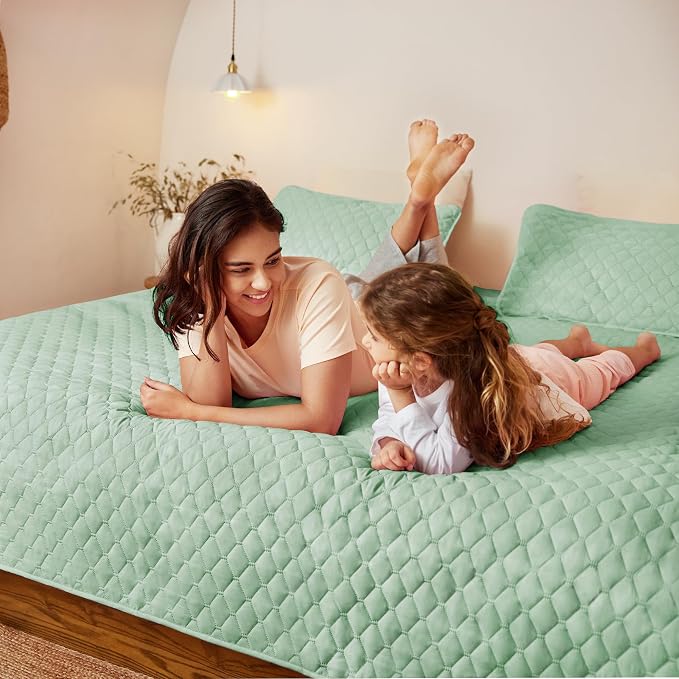 Exclusivo Mezcla Reversible Full Queen Quilt Bedding Set, Light Green | - Image 3