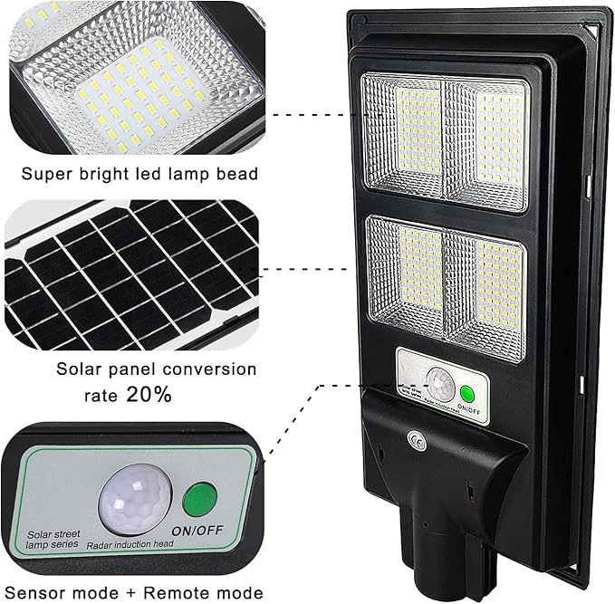 Lysed 10000LM Solar Lights Outdoor,6000K Dusk to Dawn Security Led Flood Light,Remote Control Solar Street Lights for Yard, Garden,Parking Lot