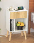 Fultyle Night Stand with Charger Station, Modern Wood Nightstand with Drawer by Fultyle
