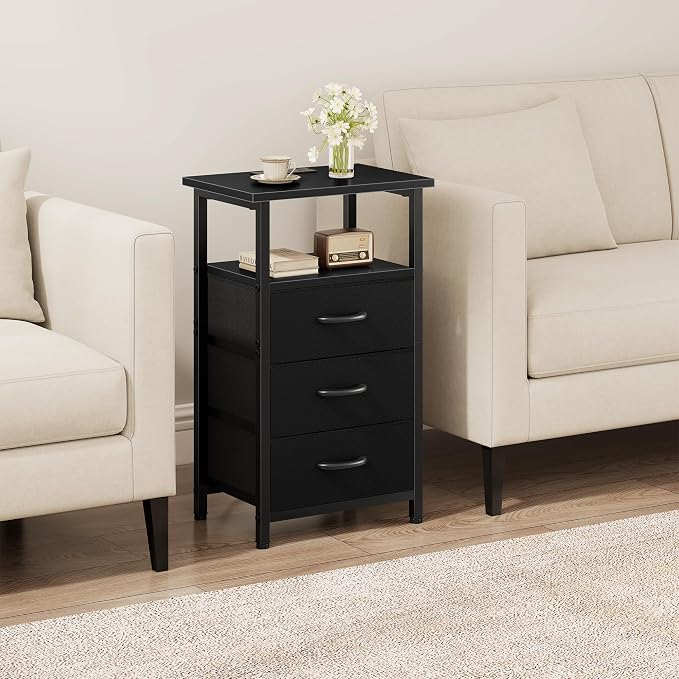 Nightstand with Charging Station, Bedside Table with USB Ports and Outlet - Image 6