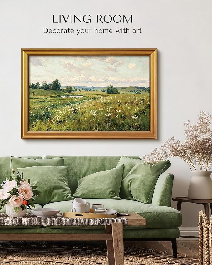 VIYYIEA Large Gold Framed Wall Art, Landscape Picture -Wind Sigh- 36" x 24" - Image 5