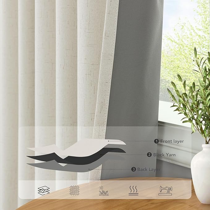 Pitalk Black Out Curtains for Living Room Boho Home Decoration Thermal Insulated Noise Reducing Soundproof Drape for Hallway Room Dividers Apartment Cabin 2 Panels 38 Inch Wide by 96 Inches Long Cream