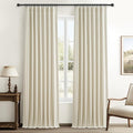 Floor to Ceiling Full Blackout Cream Linen 108 Inch Curtains 2 Panels Set by QJMYDECO