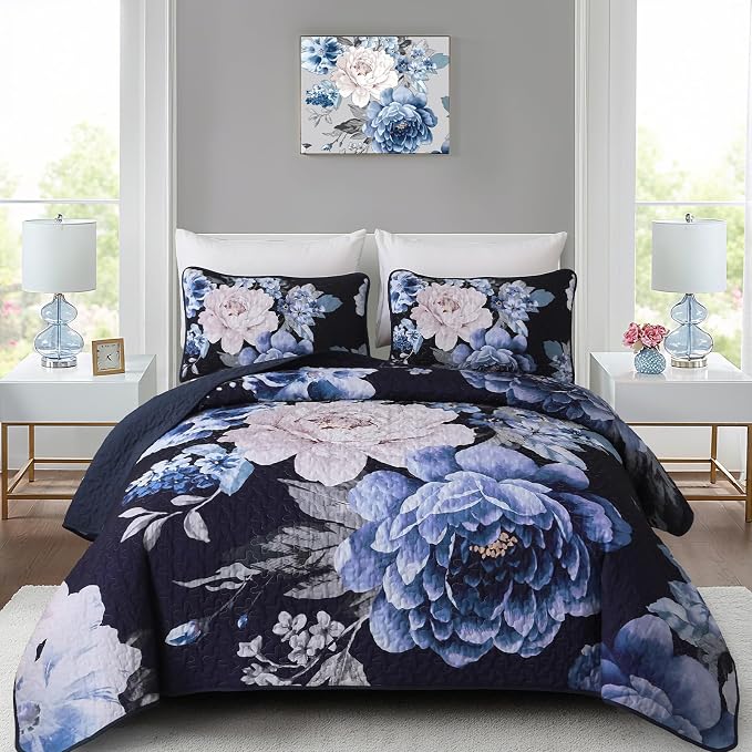 WONGS BEDDING Quilt Queen Size, Soft Microfiber Lightweight Farmhouse Bed Cover by WONGSBEDDING