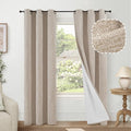 Beige Linen Blackout Curtains 80 Inch Long Each 38 Wide 2 Panels | Thermal by Lajode