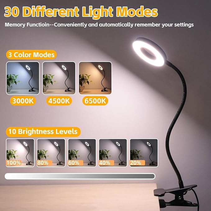 Foneso Desk Lamp Clip on Light, 48 LED USB Lamp - Image 5