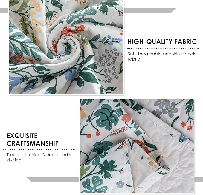 3-Piece Quilt Set Quilted Bedspread Lightweight Coverlet Set Garden Style - Image 4