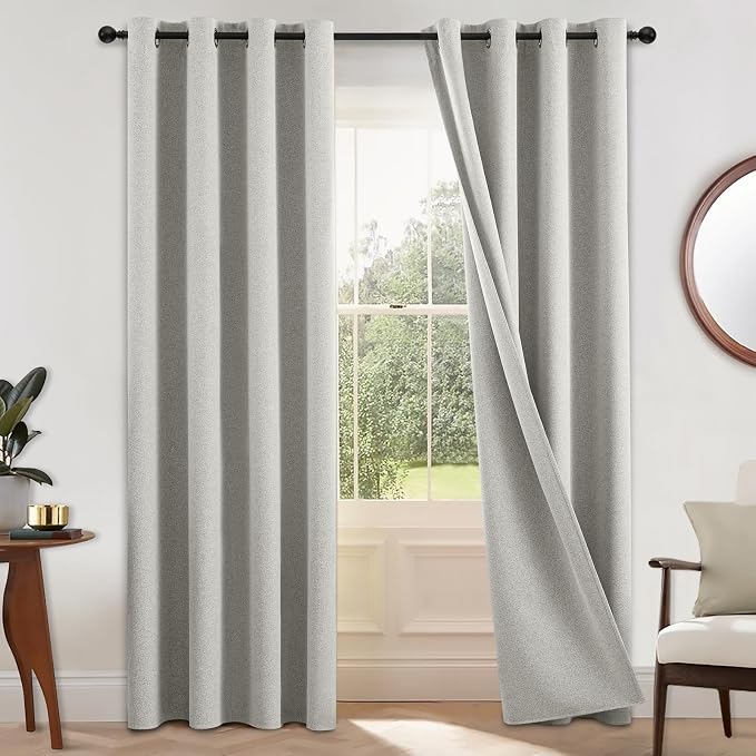 COSVIYA 100% Blackout Cream Linen Curtains & Drapes 84 Inch Length | Light by COSVIYA