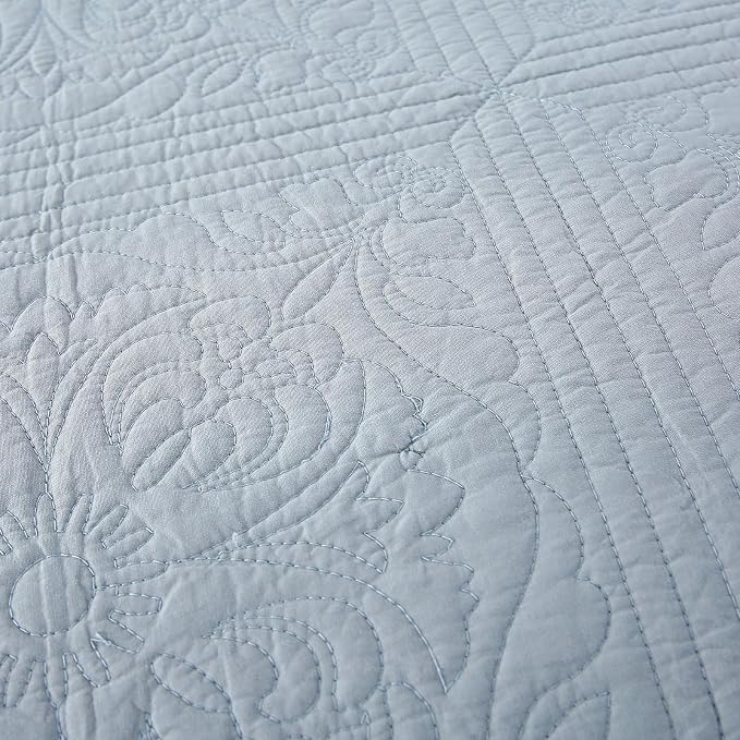 ROOMLIFE Quilt Set Full Size 3D Floral Embroidery Pattern 3-Piece Cotton - Image 8