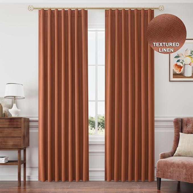 Joywell 100% Blackout Linen Curtains 90 Inches Long - Image 9