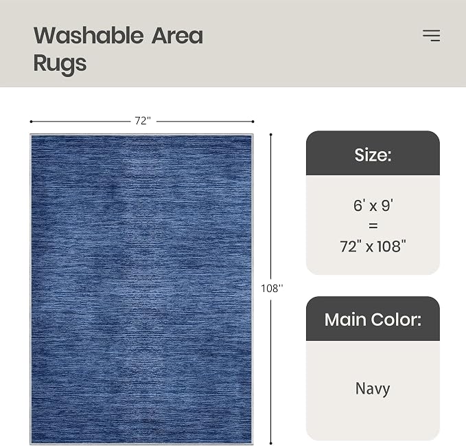 6x9 Area Rugs Non Slip, Large Washable Rugs - Image 2