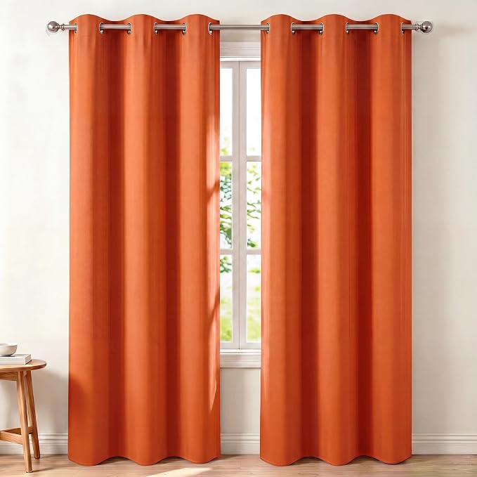 Diraysid Orange Grommet Blackout Curtains by Diraysid%2C+refresh+your+life