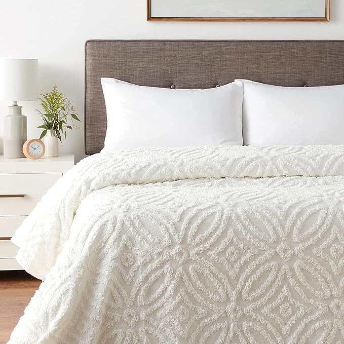Beatrice Home Fashions Wedding Ring Chenille Bedspread, Ivory + 2 Wedding Ring - Image 5