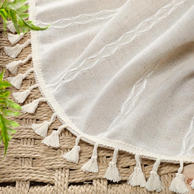 80% Boho Blackout Curtains 63 Inch Linen Blend Drapes 2 Panels | Vintage - Image 3