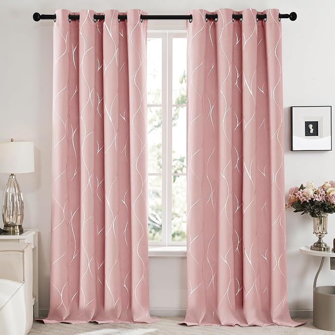 Deconovo Curtains for Living Room, Pattern Blackout Curtains 96 Inches Long | - Image 2