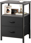 Huuger Night Stand with 2 Drawers, Bedside Table with Open Shelf | Wooden Top by Huuger