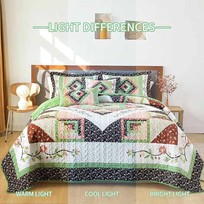 BEDIFANY Queen Size Quilt Set, Farmhouse Cotton Fill Bedspread Coverlet Set | - Image 5