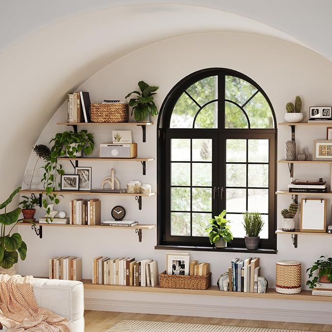 Long Wall Shelves, 55.1Inch Wooden Floating Shelves - Image 5