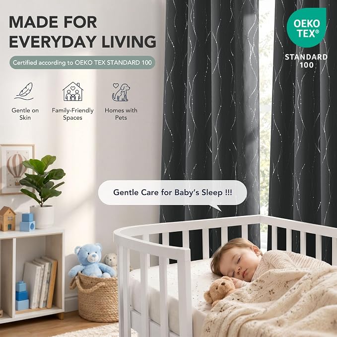 Deconovo 100% Blackout Living Room Curtains 84 Inches Long, Thermal Insulated - Image 5