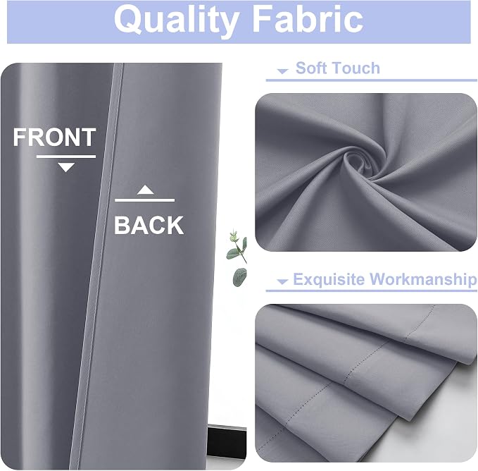 Simplebrand Ava Silver Grey Short Blackout Curtains - Image 3