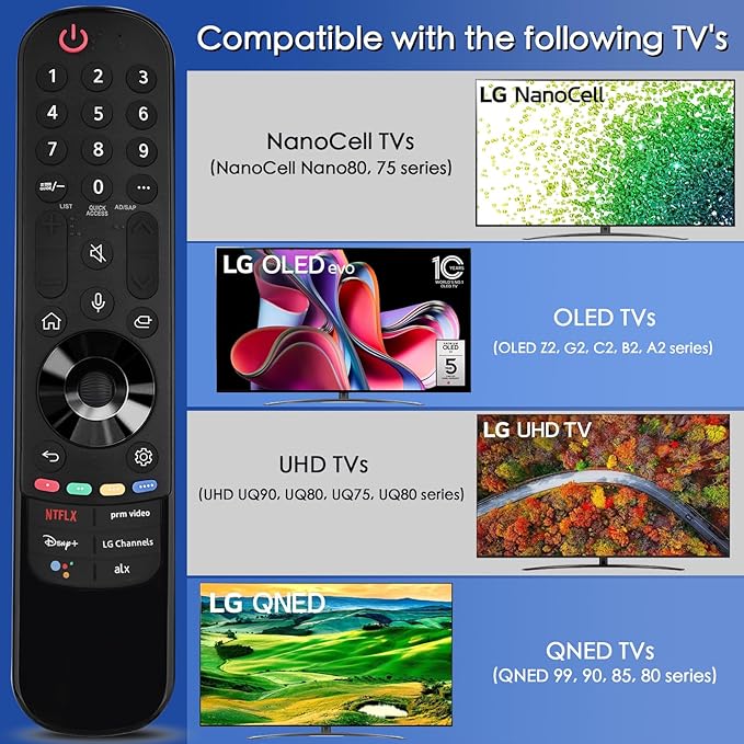 for LG Smart TV Remote,Magic Control with Voice and Pointer Function,AN-MR24GA/MR23GA/MR22GA/MR21GA/MR20GA/MR19GA Replacement for 2019-2024 LG WebOS,OLED,QNED,NANOCell,4K,8K etc.AKB76039902